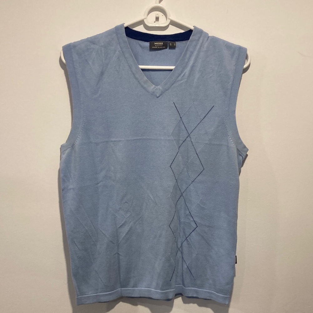 Mexx Blue Slim Fit V neck sweater vest